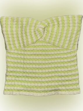 Lime Green and Cream Striped Knit Tube Top
